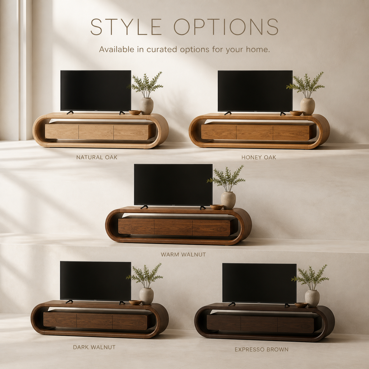 Seraph Sculptural Solid Wood TV Stand - Design 032 - TV stand detail and styling view 10
