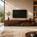 Maelle Sculptural Solid Wood TV Stand - Design 033 - premium solid wood TV stand main lifestyle view