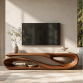 Alora Sculptural Solid Wood TV Stand - Design 038 - premium solid wood TV stand main lifestyle view