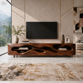 Aster Sculptural Solid Wood TV Stand - Design 042 - premium solid wood TV stand main lifestyle view