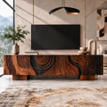 Orla Sculptural Solid Wood TV Stand - Design 044 - premium solid wood TV stand main lifestyle view