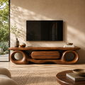 Ansel Sculptural Solid Wood TV Stand - Design 047 - premium solid wood TV stand main lifestyle view