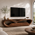 Esme Sculptural Solid Wood TV Stand - Design 049 - premium solid wood TV stand main lifestyle view