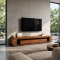 Tova Sculptural Solid Wood TV Stand - Design 050 - premium solid wood TV stand main lifestyle view