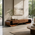 Ilyan Sculptural Solid Wood TV Stand - Design 051 - premium solid wood TV stand main lifestyle view