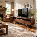 Celeste Sculptural Solid Wood TV Stand - Design 054 - premium solid wood TV stand main lifestyle view