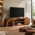 Nola Sculptural Solid Wood TV Stand - Design 057 - premium solid wood TV stand main lifestyle view