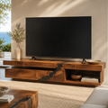 Tavian Sculptural Solid Wood TV Stand - Design 058 - premium solid wood TV stand main lifestyle view