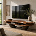 Sable Sculptural Solid Wood TV Stand - Design 059 - premium solid wood TV stand main lifestyle view