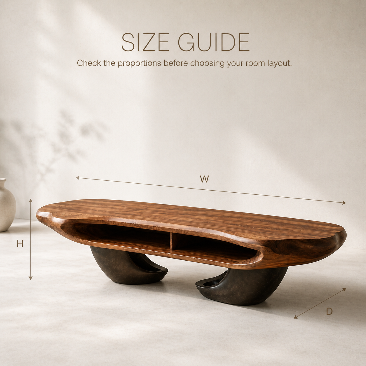 Sable Sculptural Solid Wood TV Stand - Design 059 - TV stand detail and styling view 07