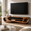 Isolde Sculptural Solid Wood TV Stand - Design 061 - premium solid wood TV stand main lifestyle view