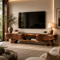 Callen Sculptural Solid Wood TV Stand - Design 064 - premium solid wood TV stand main lifestyle view