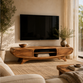 Oren Sculptural Solid Wood TV Stand - Design 066 - premium solid wood TV stand main lifestyle view