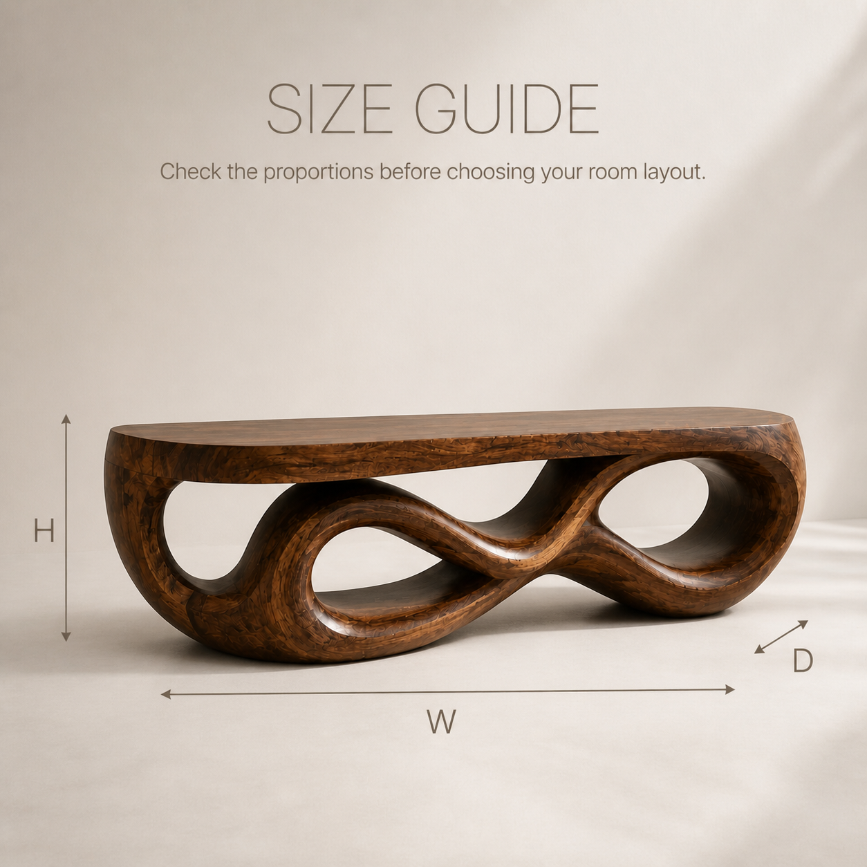 Seren Sculptural Solid Wood TV Stand - Design 070 - TV stand detail and styling view 07