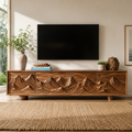 Lumen Sculptural Solid Wood TV Stand - Design 071 - premium solid wood TV stand main lifestyle view