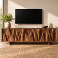 Vela Sculptural Solid Wood TV Stand - Design 073 - premium solid wood TV stand main lifestyle view