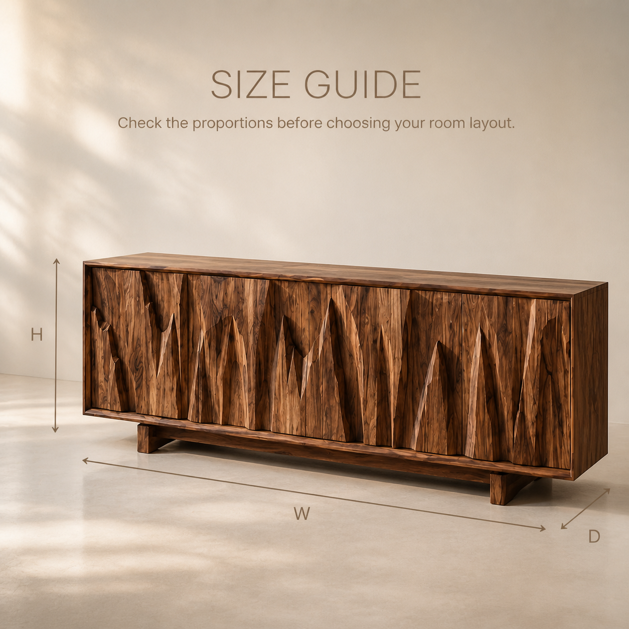 Vela Sculptural Solid Wood TV Stand - Design 073 - TV stand detail and styling view 07