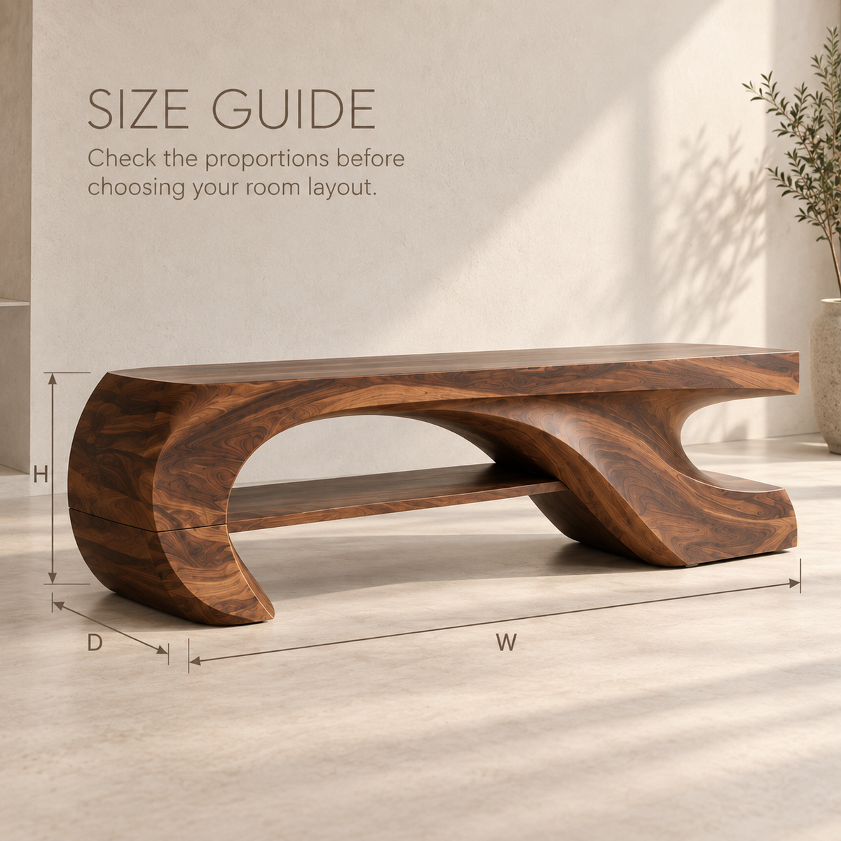 Soren Sculptural Solid Wood TV Stand - Design 080 - product detail and styling view 7