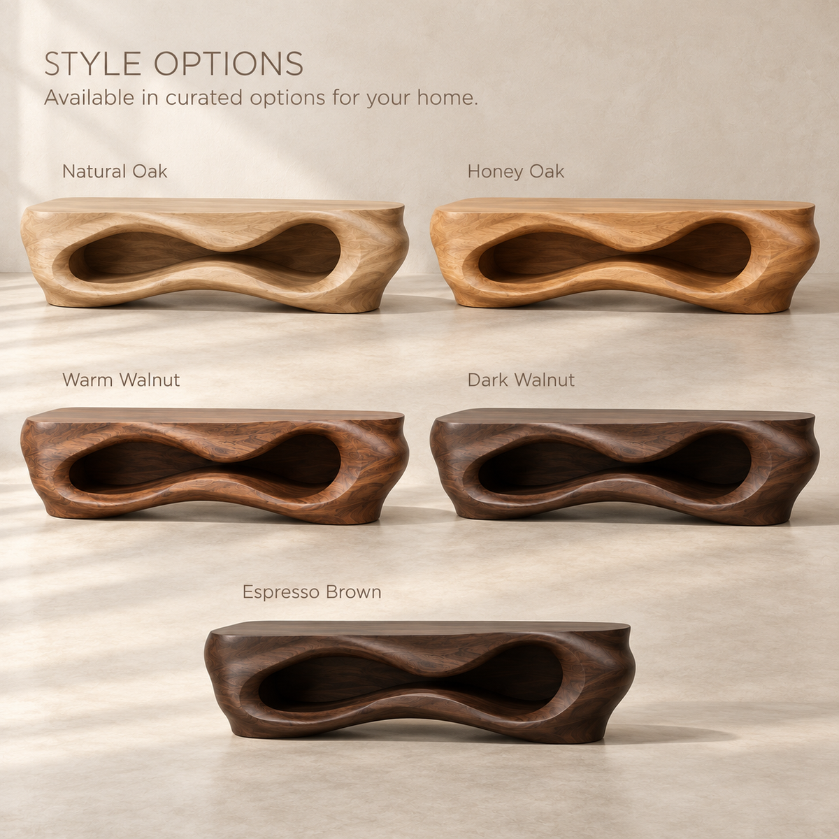 Liora Sculptural Solid Wood TV Stand - Design 081 - product detail and styling view 10