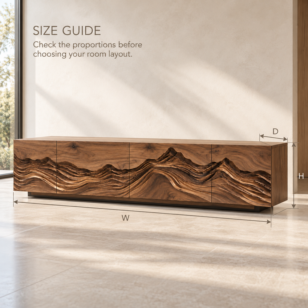 Celine Sculptural Solid Wood TV Stand - Design 091 - product detail and styling view 7
