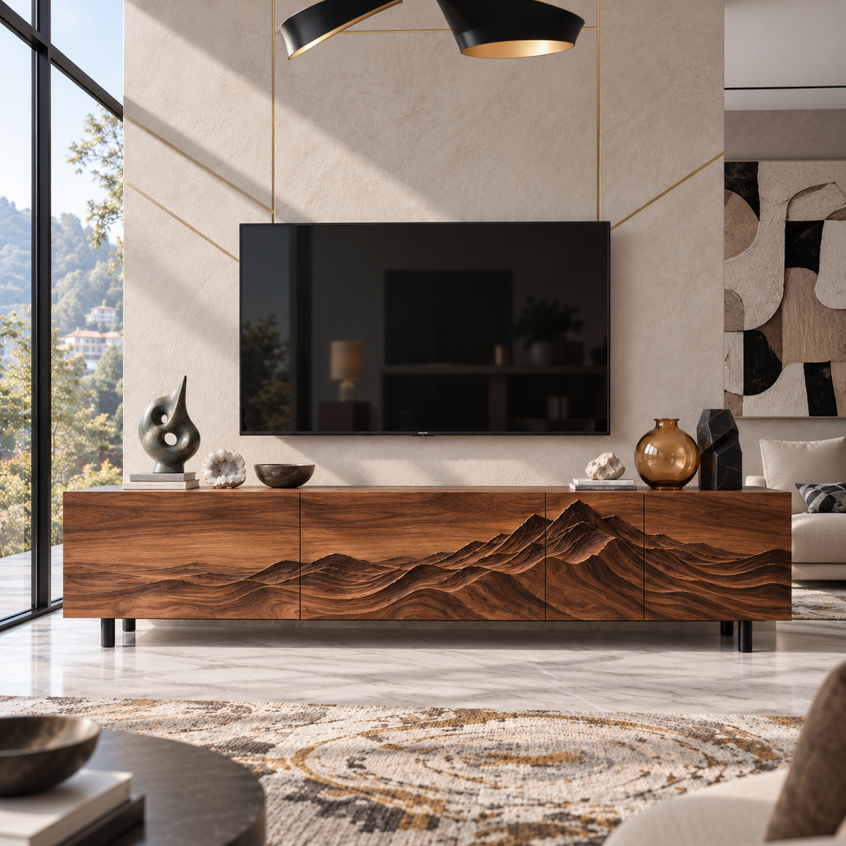 Eira Sculptural Solid Wood TV Stand - Design 093 - main view