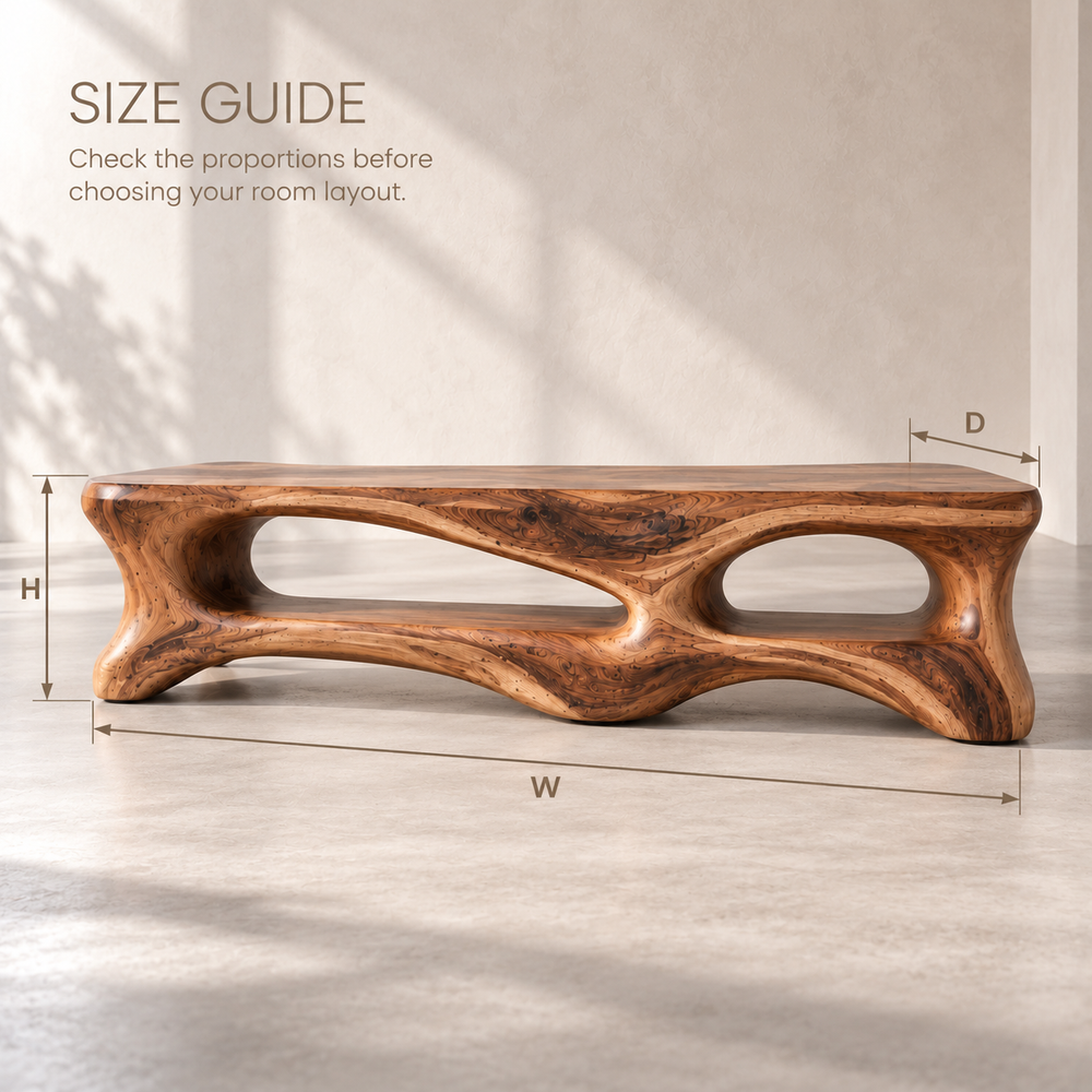 Cassian Sculptural Solid Wood TV Stand - Design 101 - product detail and styling view 7