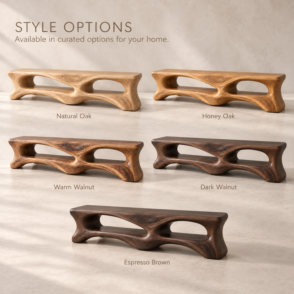 Cassian Sculptural Solid Wood TV Stand - Design 101 - product detail and styling view 10