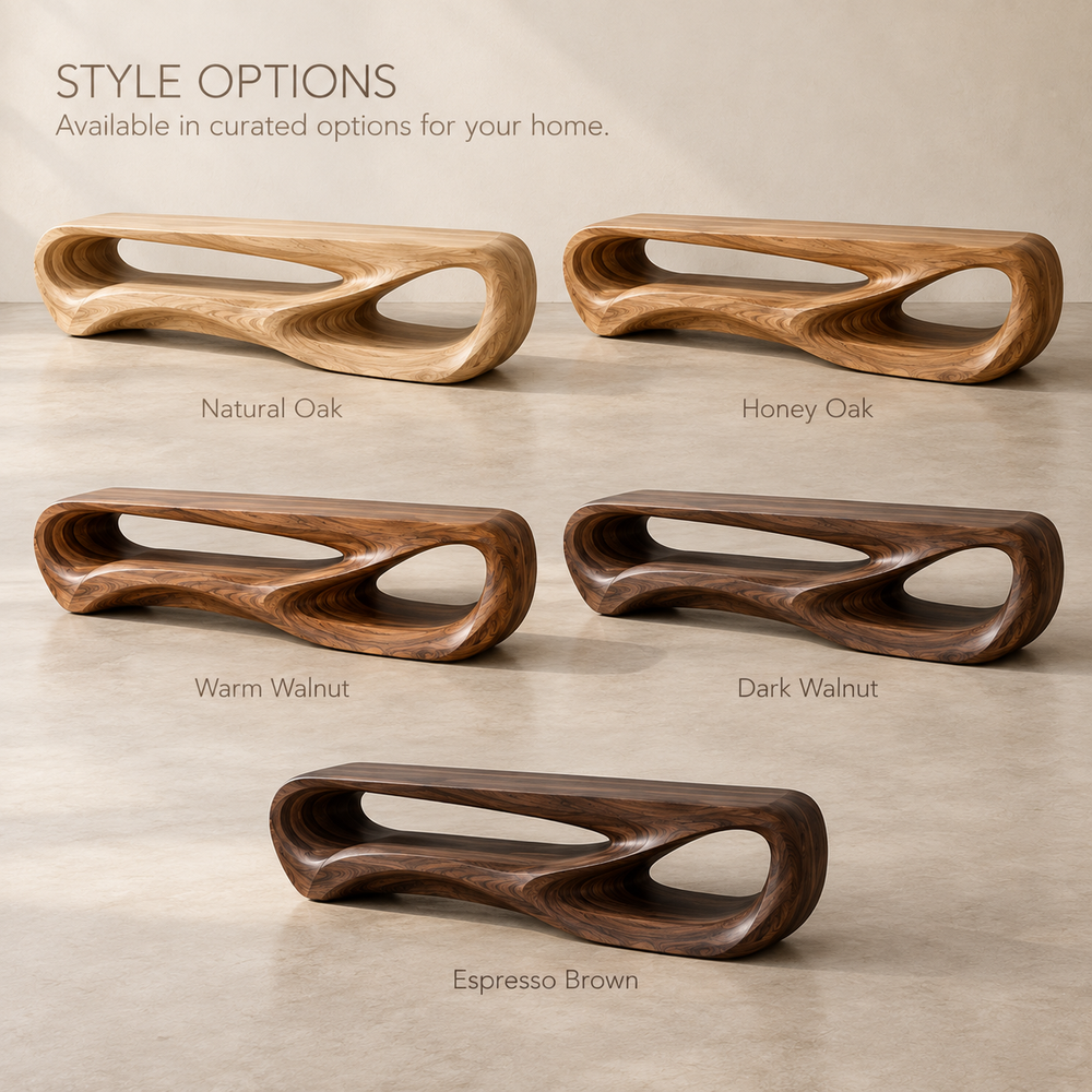 Elian Sculptural Solid Wood TV Stand - Design 104 - product detail and styling view 10