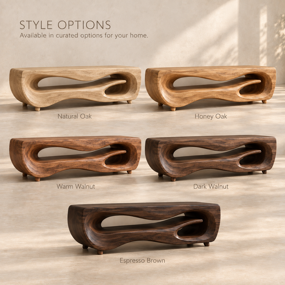 Maelle Sculptural Solid Wood TV Stand - Design 106 - product detail and styling view 10