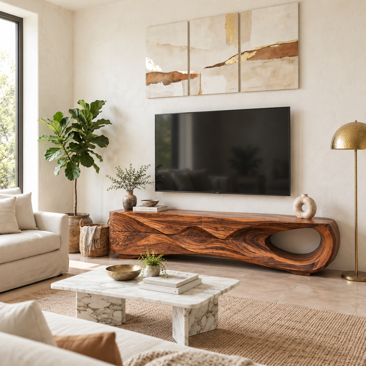 Aster Sculptural Solid Wood TV Stand - Design 115 - main view