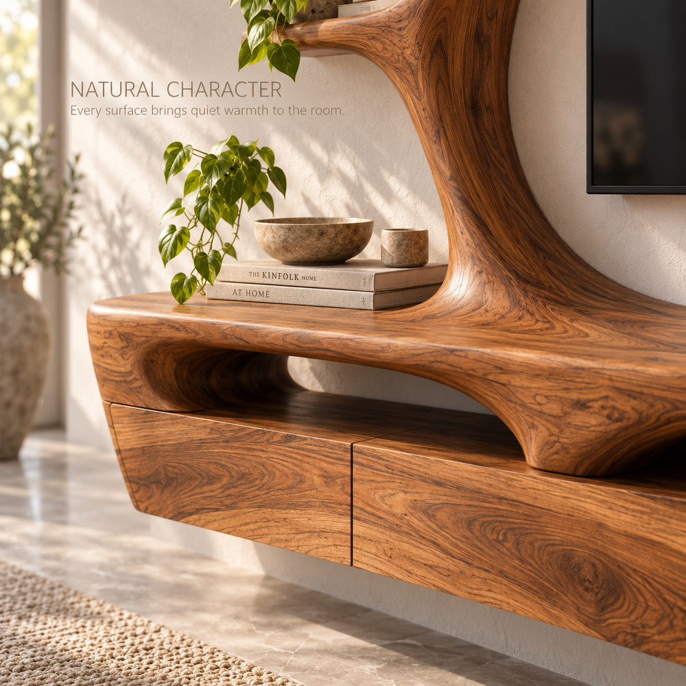 Sabine Tree Shelf & Floating Media Console - Design 118 - product detail and styling view 4