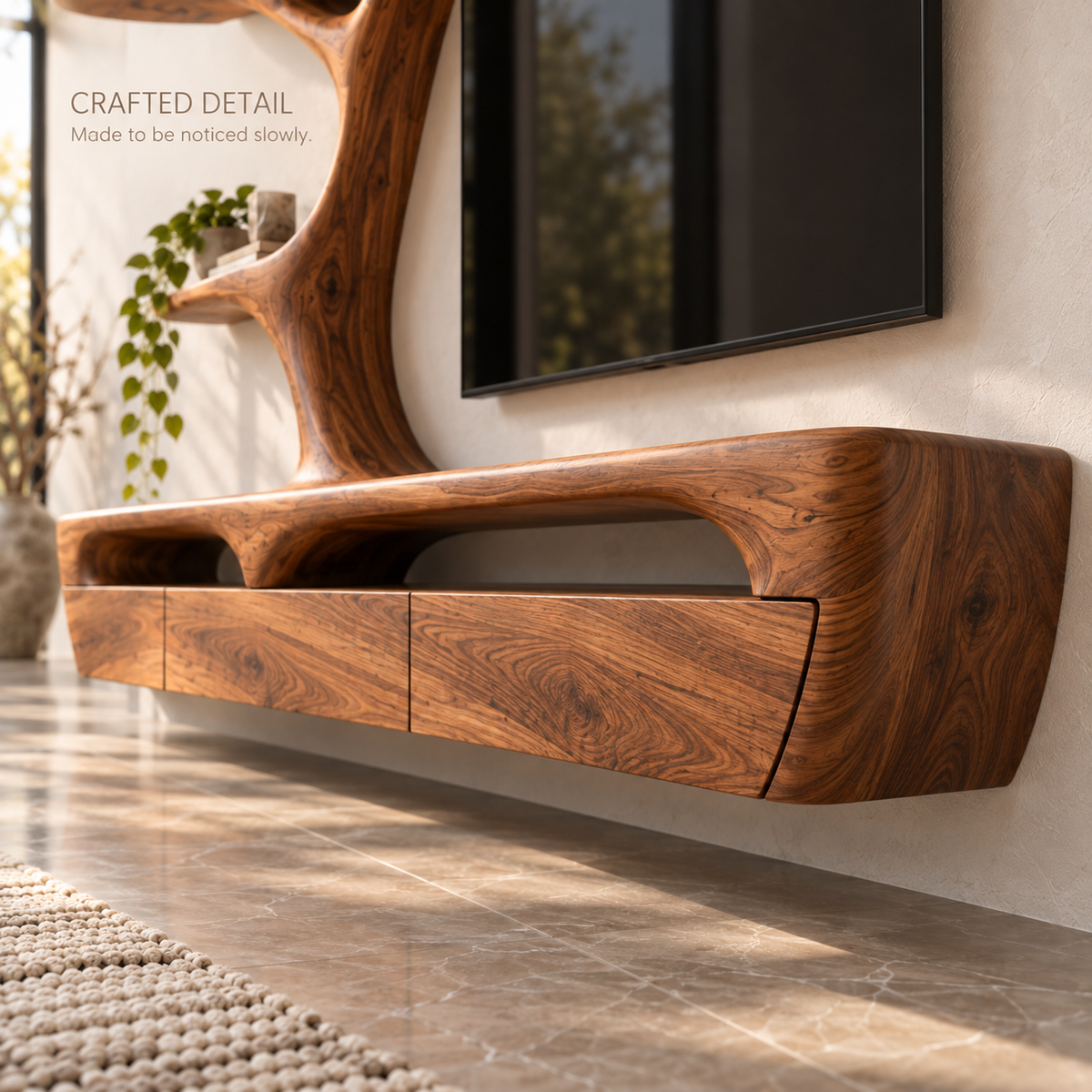 Sabine Tree Shelf & Floating Media Console - Design 118 - product detail and styling view 5