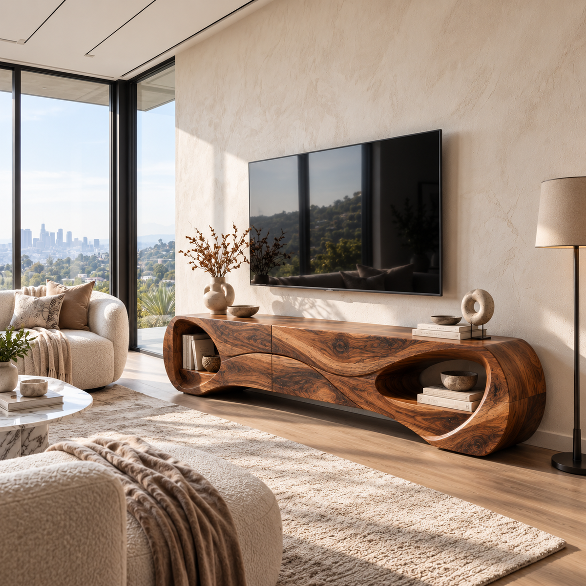 Marlowe Sculptural Solid Wood TV Stand - Design 121 - main view