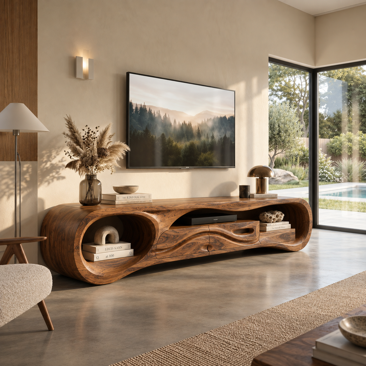 Sylvie Sculptural Solid Wood TV Stand - Design 125 - main view