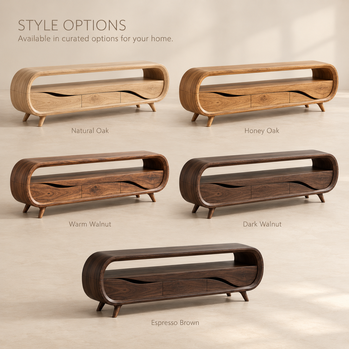 Varen Sculptural Solid Wood TV Stand - Design 126 - product detail and styling view 10