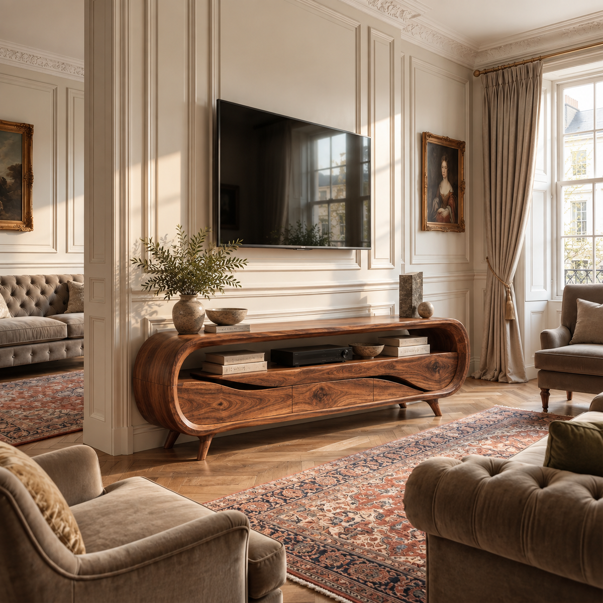 Varen Sculptural Solid Wood TV Stand - Design 126 - main view
