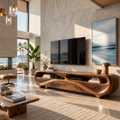 Elowen Sculptural Solid Wood TV Stand - Design 129 - main view