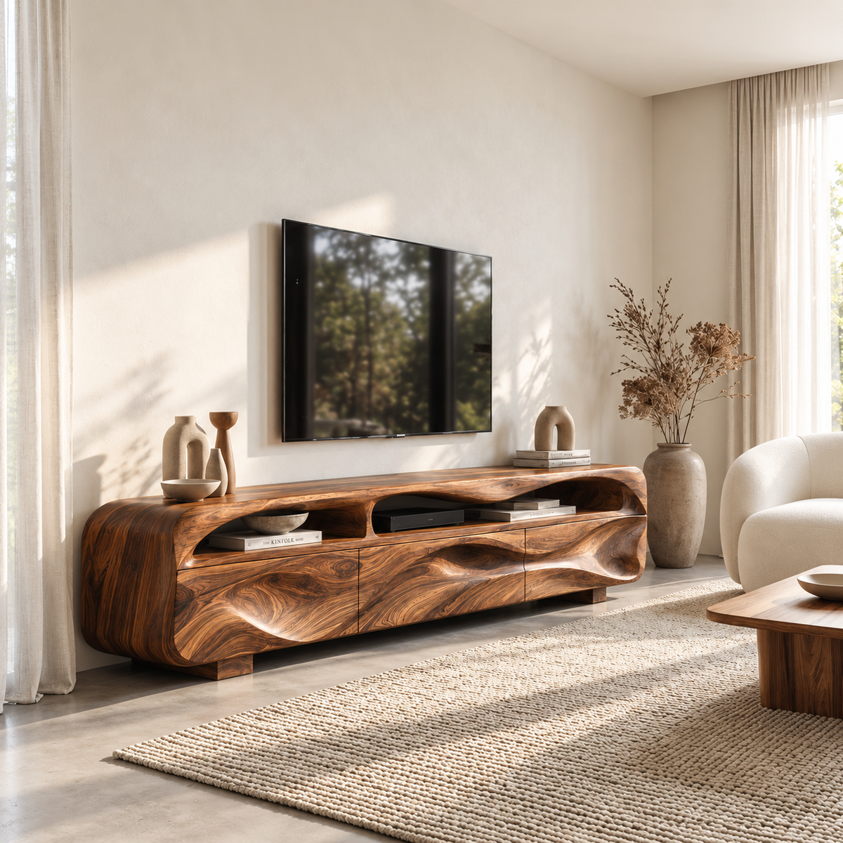 Sable Sculptural Solid Wood TV Stand - Design 132 - main view