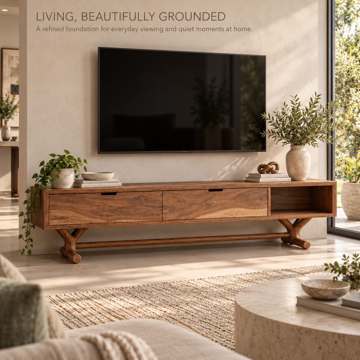Alderwick Sculptural Solid Wood TV Stand - Design 136 - product detail 1