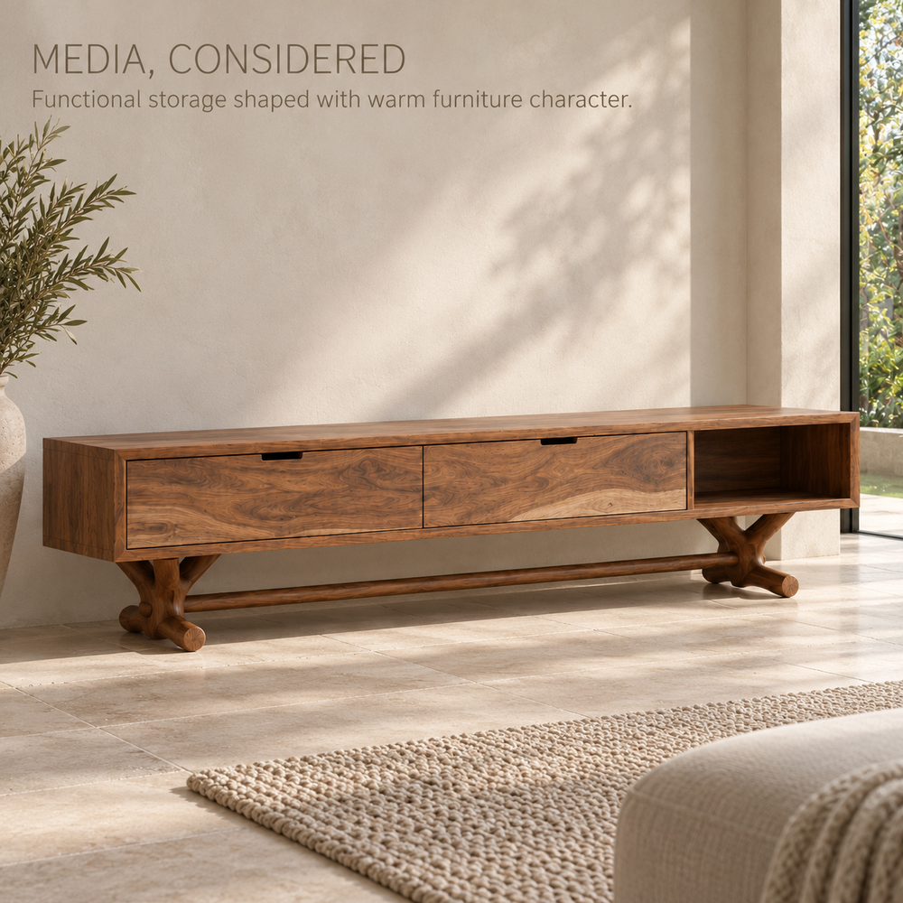 Alderwick Sculptural Solid Wood TV Stand - Design 136 - product detail 2