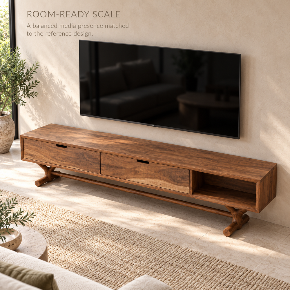 Alderwick Sculptural Solid Wood TV Stand - Design 136 - product detail 3