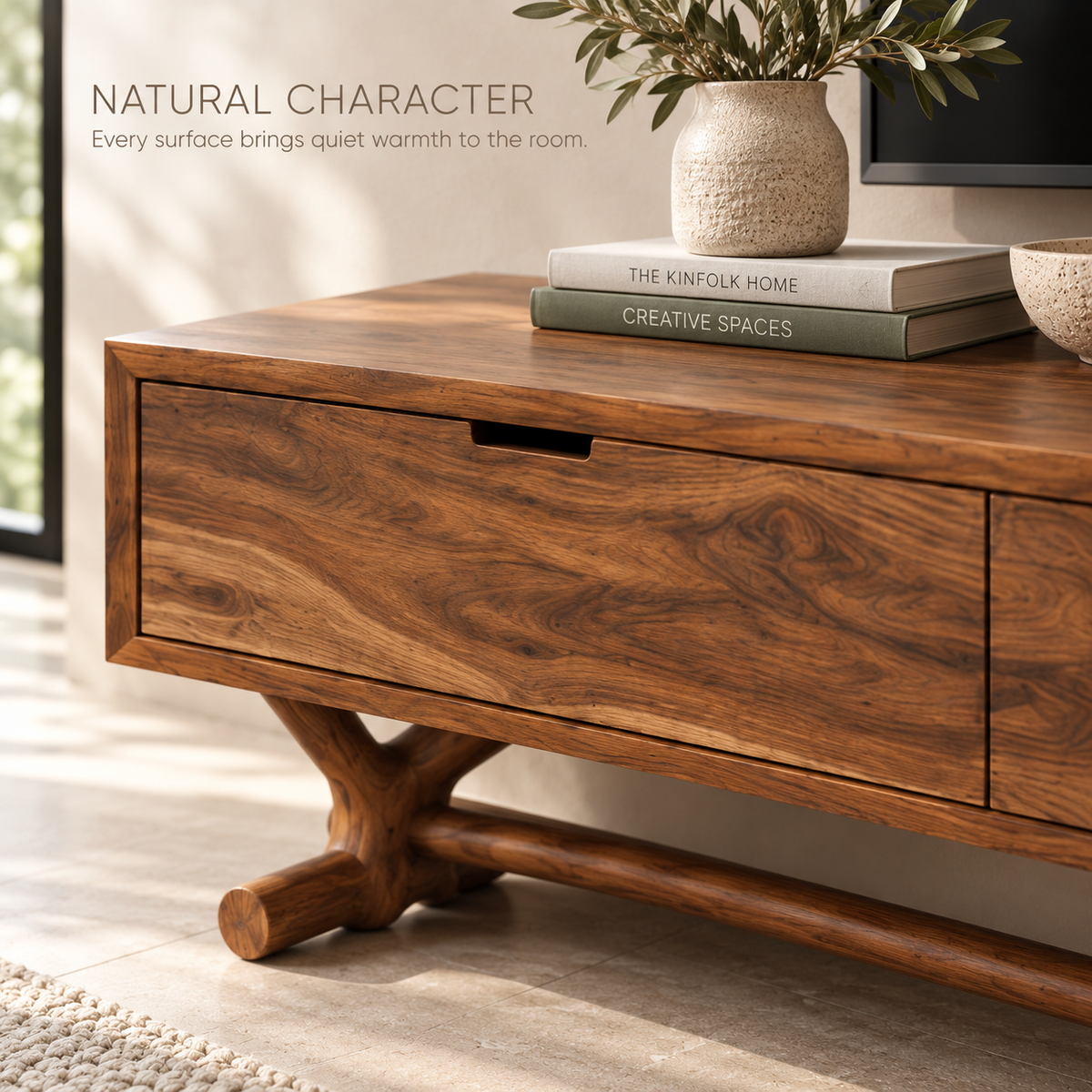 Alderwick Sculptural Solid Wood TV Stand - Design 136 - product detail 4