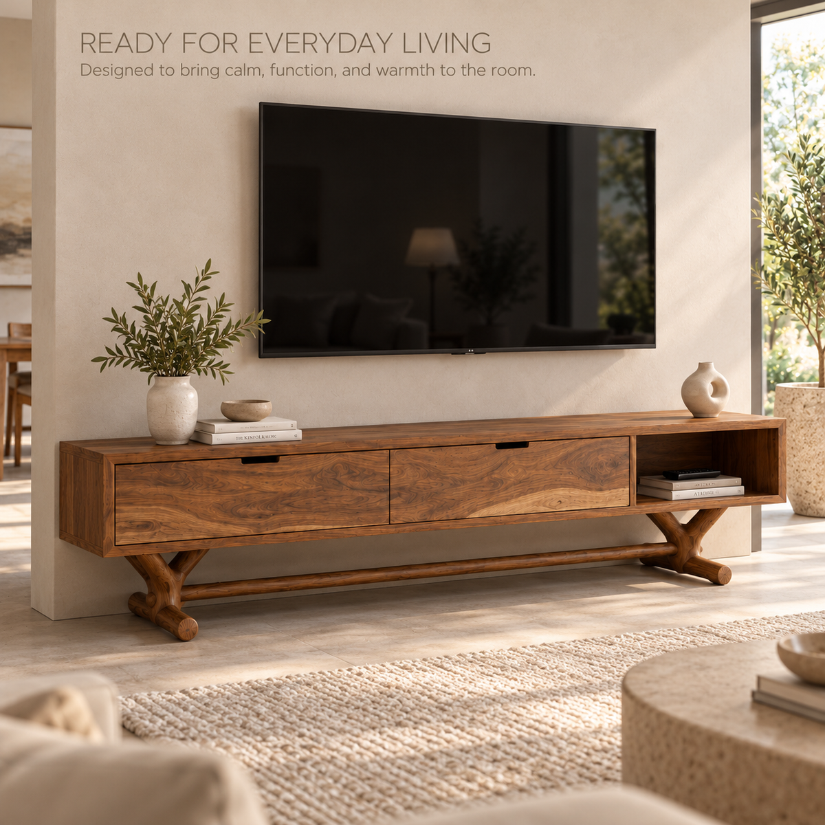 Alderwick Sculptural Solid Wood TV Stand - Design 136 - product detail 6