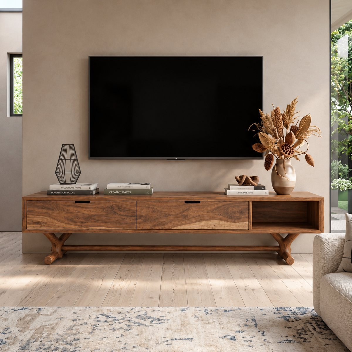 Alderwick Sculptural Solid Wood TV Stand - Design 136 - original main view