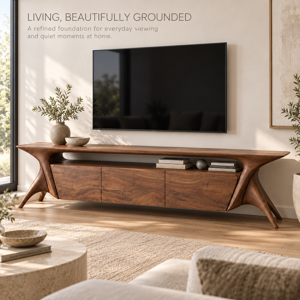 Bramley Sculptural Solid Wood TV Stand - Design 137 - product detail 1