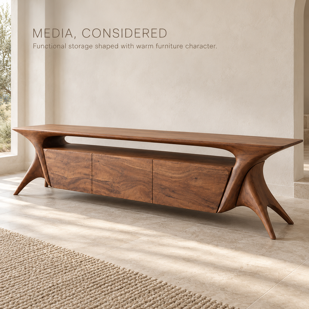 Bramley Sculptural Solid Wood TV Stand - Design 137 - product detail 2