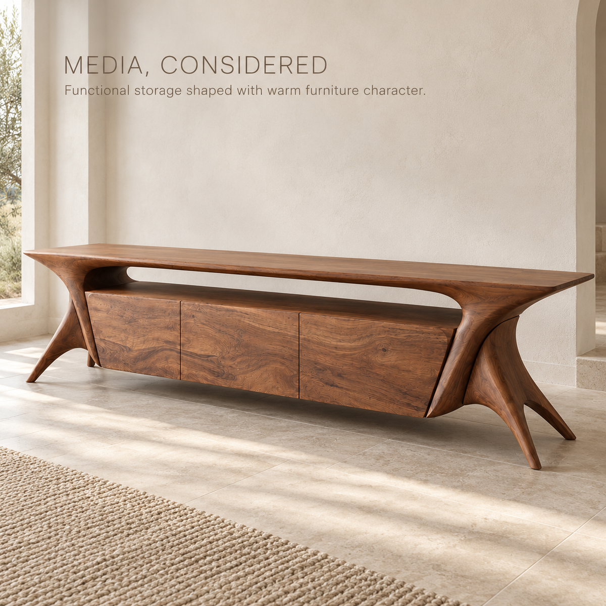 Bramley Sculptural Solid Wood TV Stand - Design 137 - product detail 2