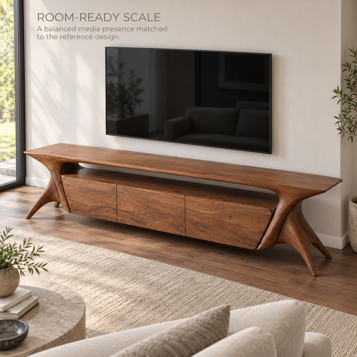 Bramley Sculptural Solid Wood TV Stand - Design 137 - product detail 3