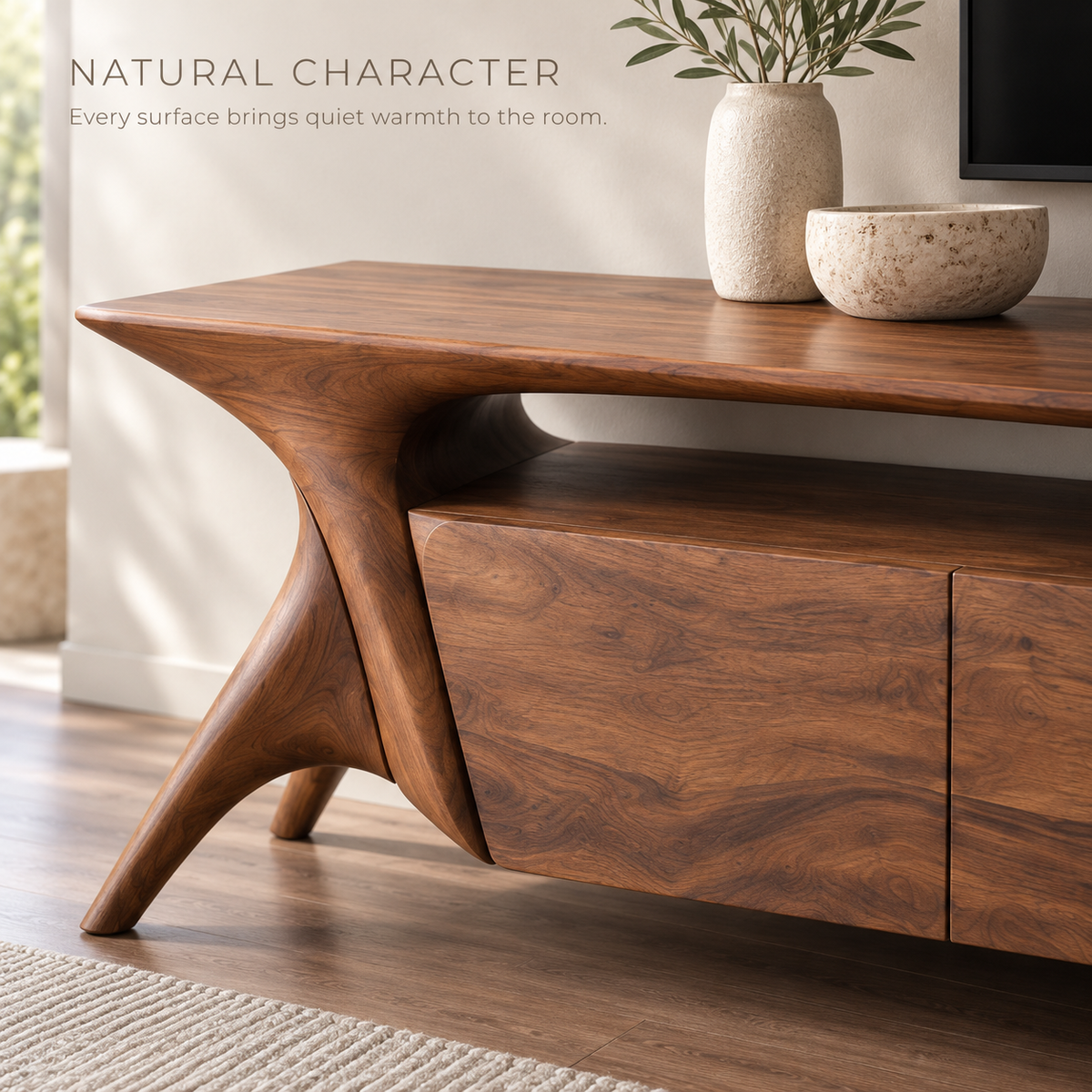 Bramley Sculptural Solid Wood TV Stand - Design 137 - product detail 4
