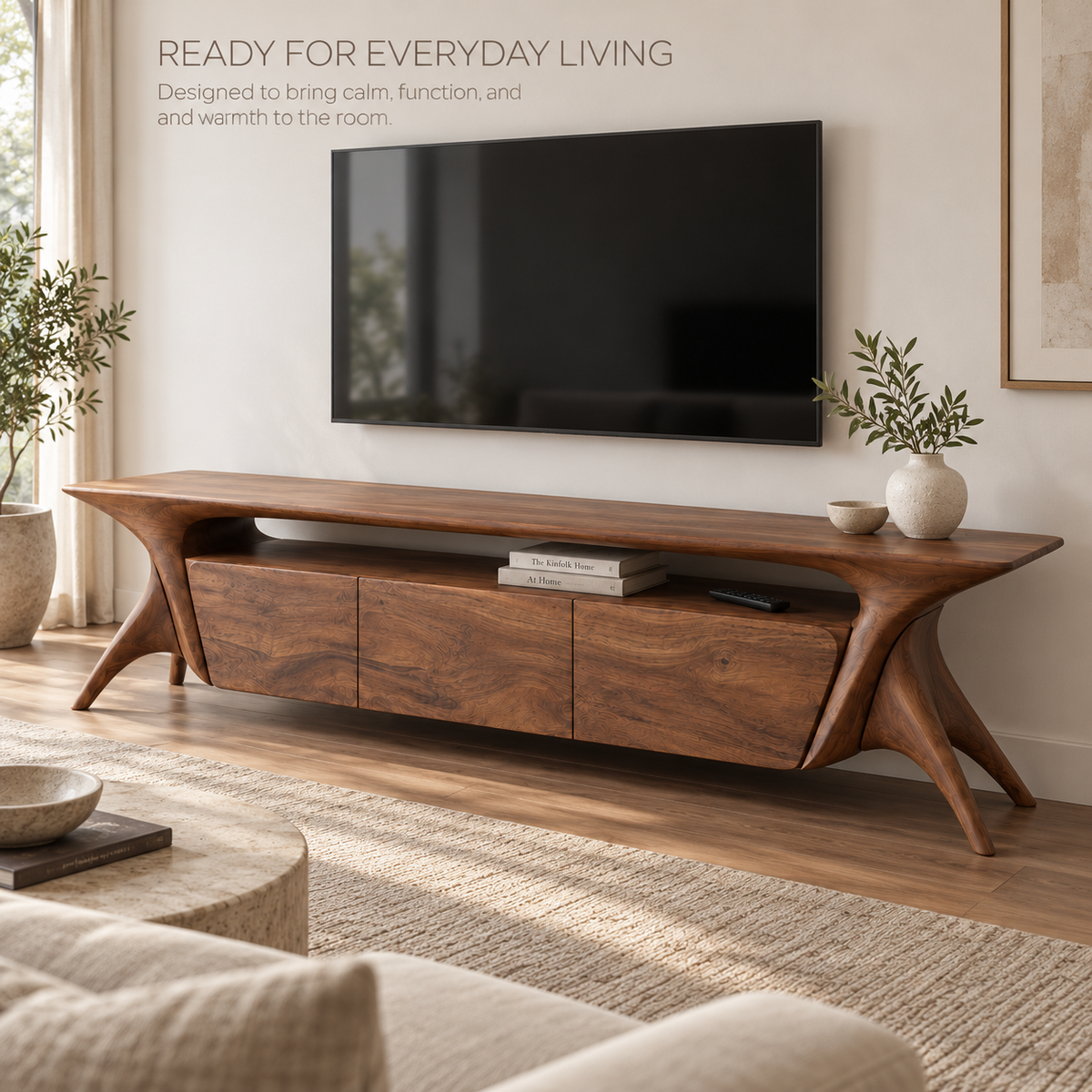 Bramley Sculptural Solid Wood TV Stand - Design 137 - product detail 6